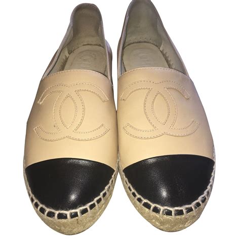 chanel espadrilles beige leather flats|where to buy Chanel espadrilles.